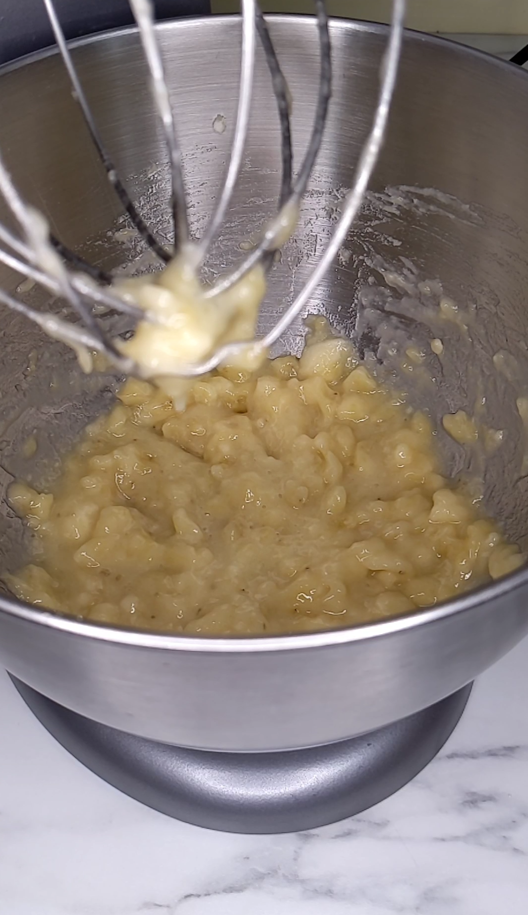 Mashed bananas for the banana oat muffins